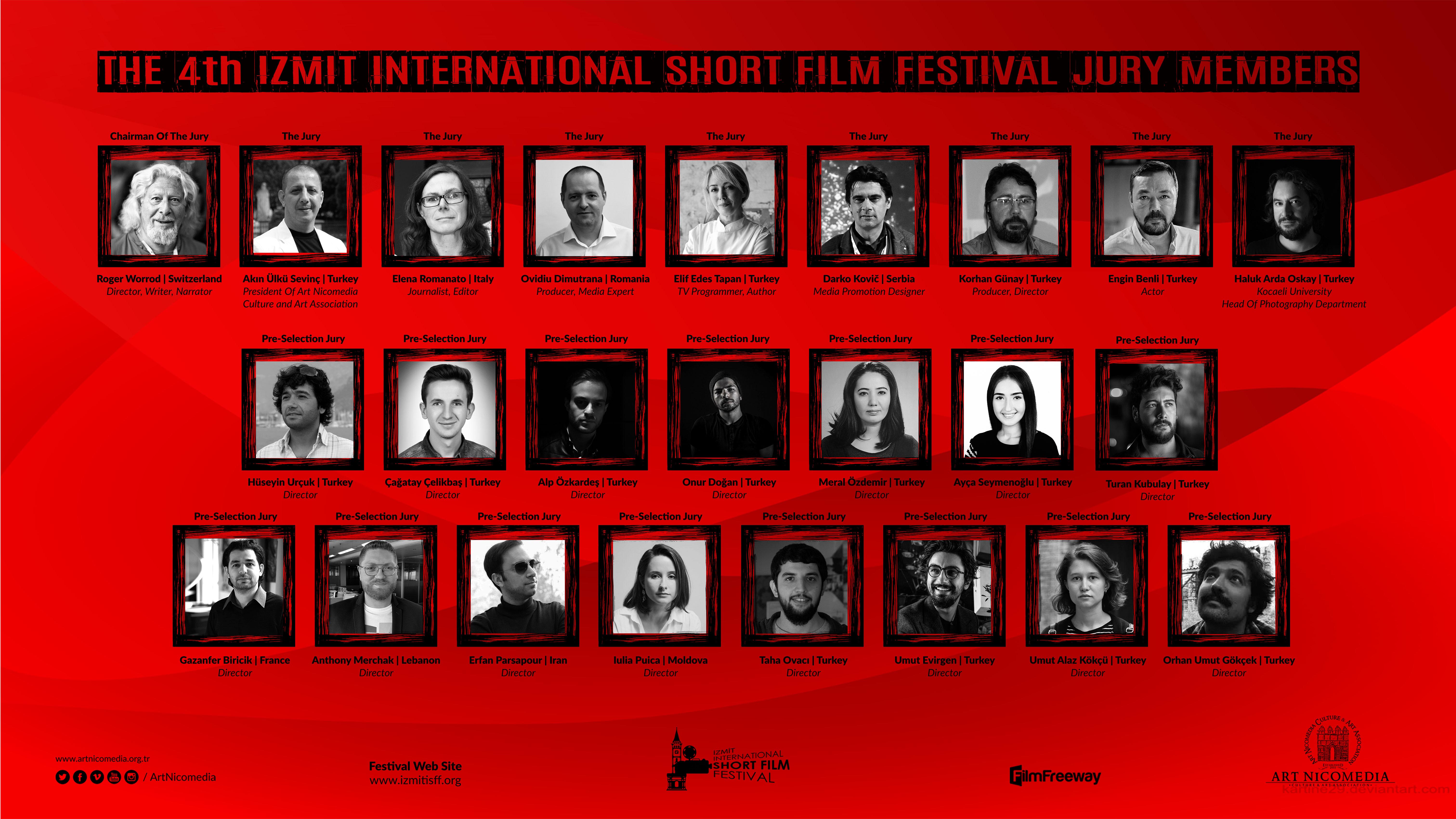4. İzmit Uluslararası Kısa Film Festivali, jüri üyeleri listesi.